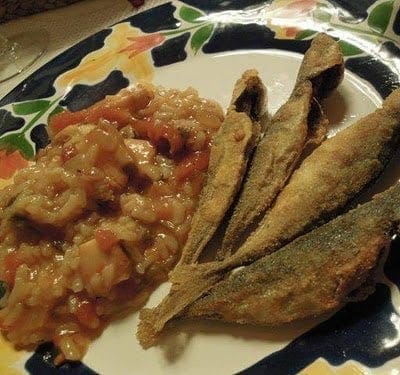 Arroz de Chocos com Carapaus do Gato