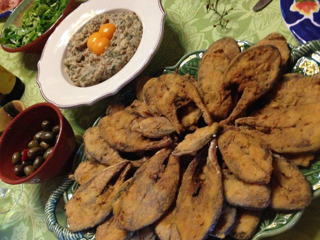 Sável frito com açorda