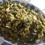Migas de pão de milho com grelos