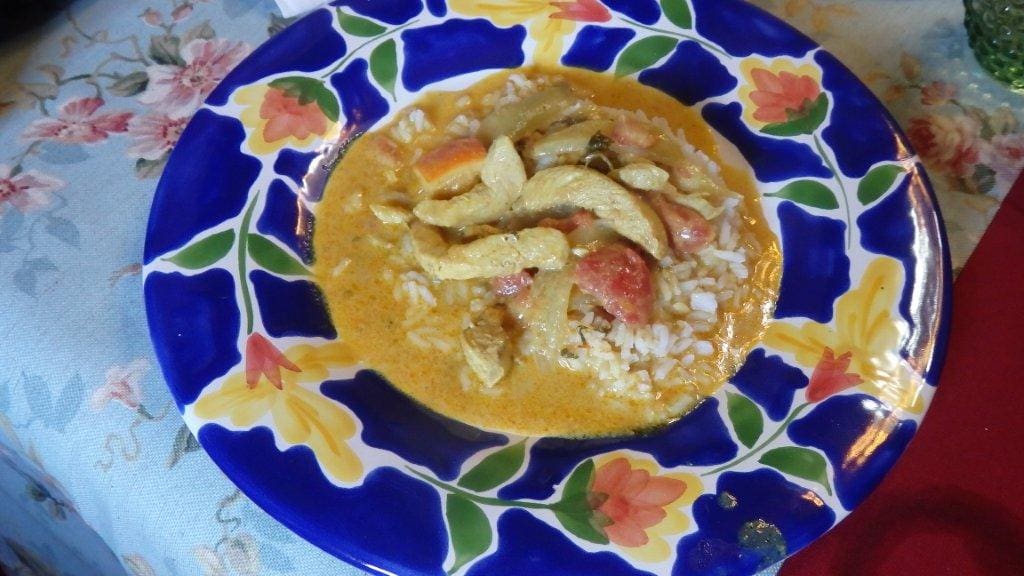 Caril de frango com laranja