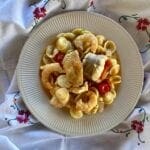 Massada de tamboril e gambas com pasta trafilata al bronzo